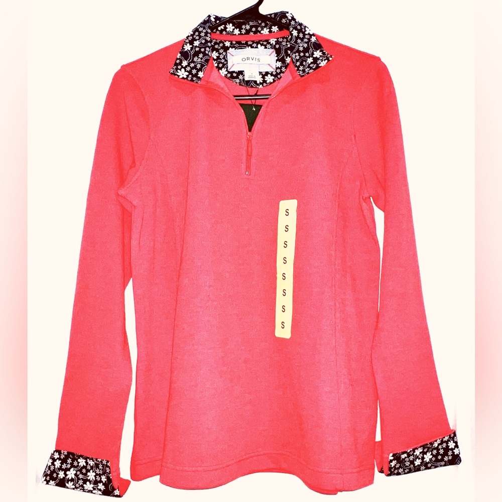 Orvis Coral/Navy Sweater NWT, Small